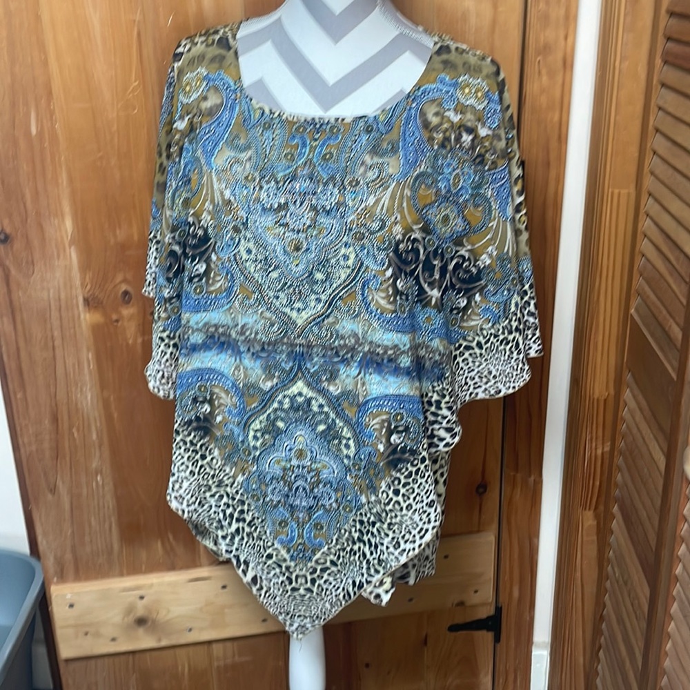 B.L.E.U bandanna, and leopard print top 18/20